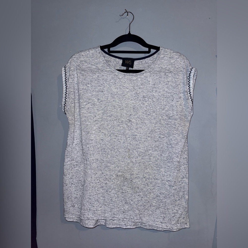 W5 Heather Gray/Blue Cap Sleeve Tee